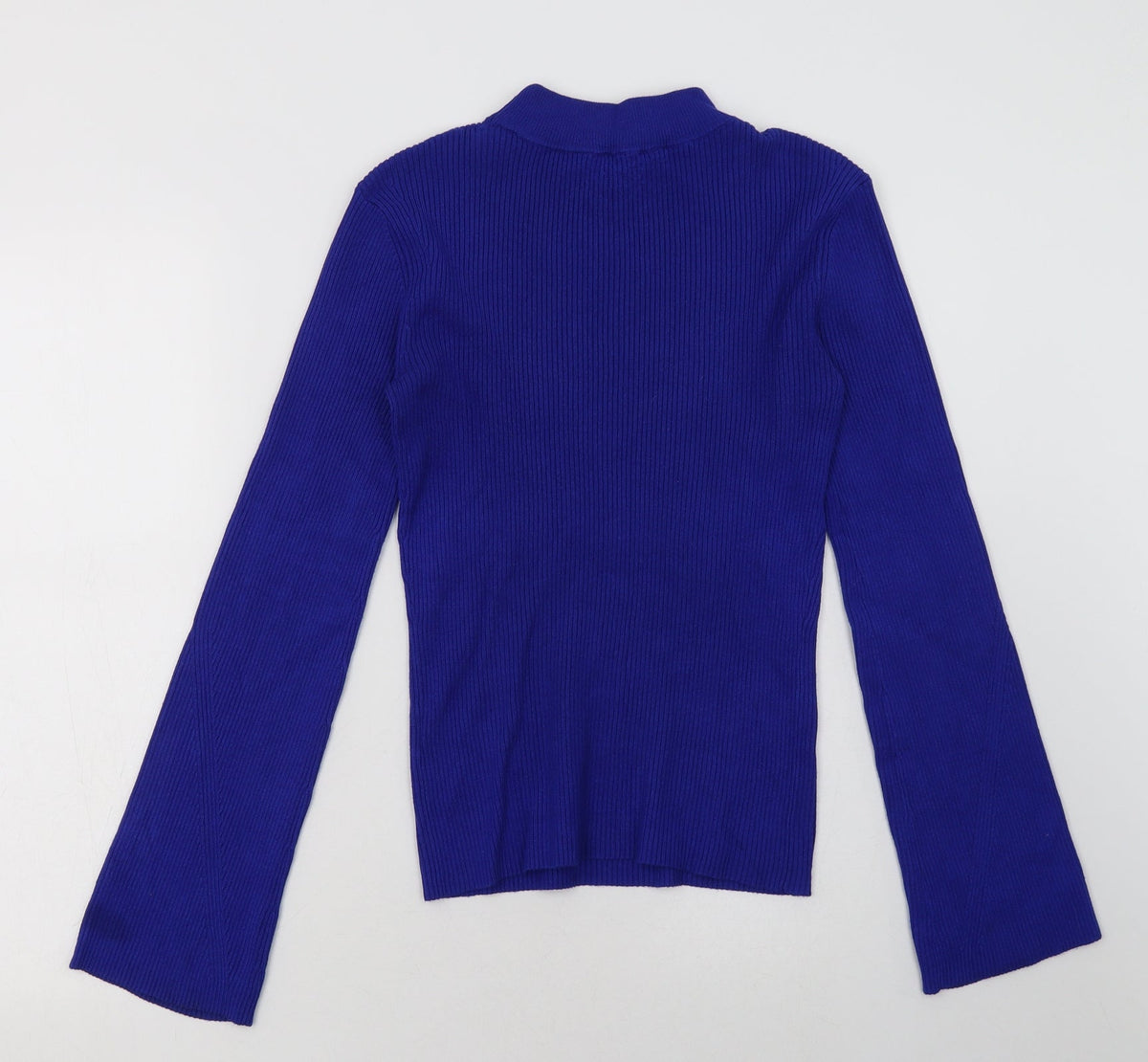Back view of Debenhams women’s blue viscose pullover sweatshirt, size UK 12, pullover