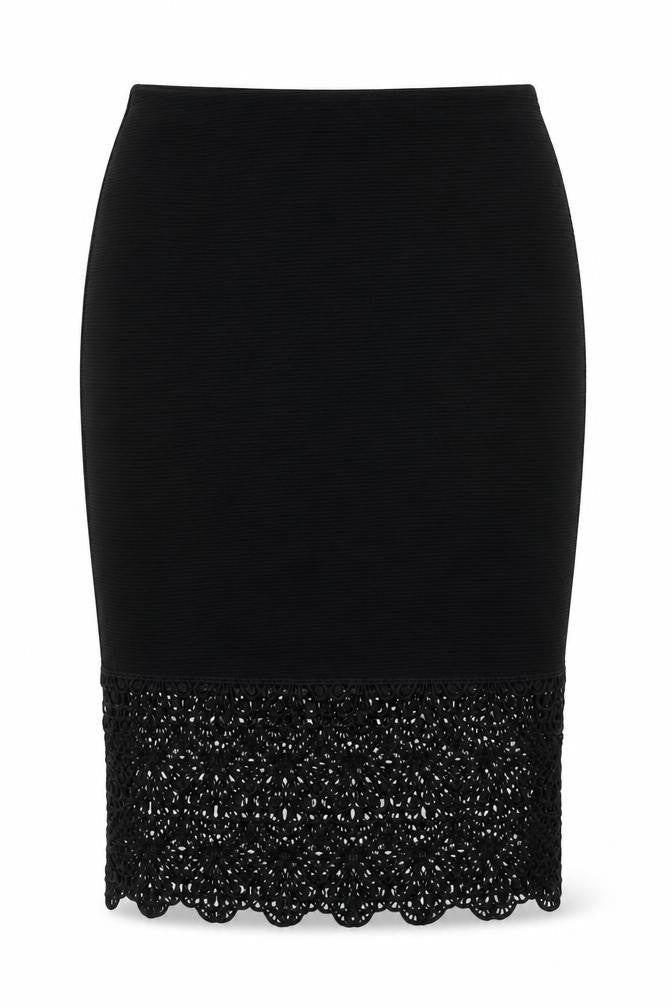 Primark Womens Black  Polyester A-Line Skirt Size 6    - lace detail at the bottom