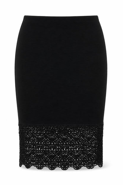 Primark Womens Black  Polyester A-Line Skirt Size 6    - lace detail at the bottom