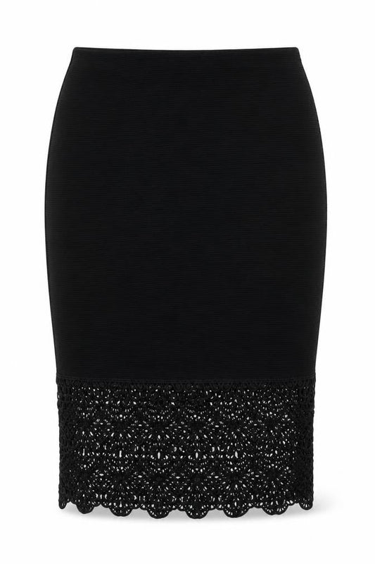 Primark Womens Black  Polyester A-Line Skirt Size 6    - lace detail at the bottom