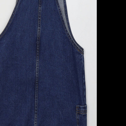 Primark Womens Blue  Cotton Pencil Dress  Size 8  Square Neck Buckle