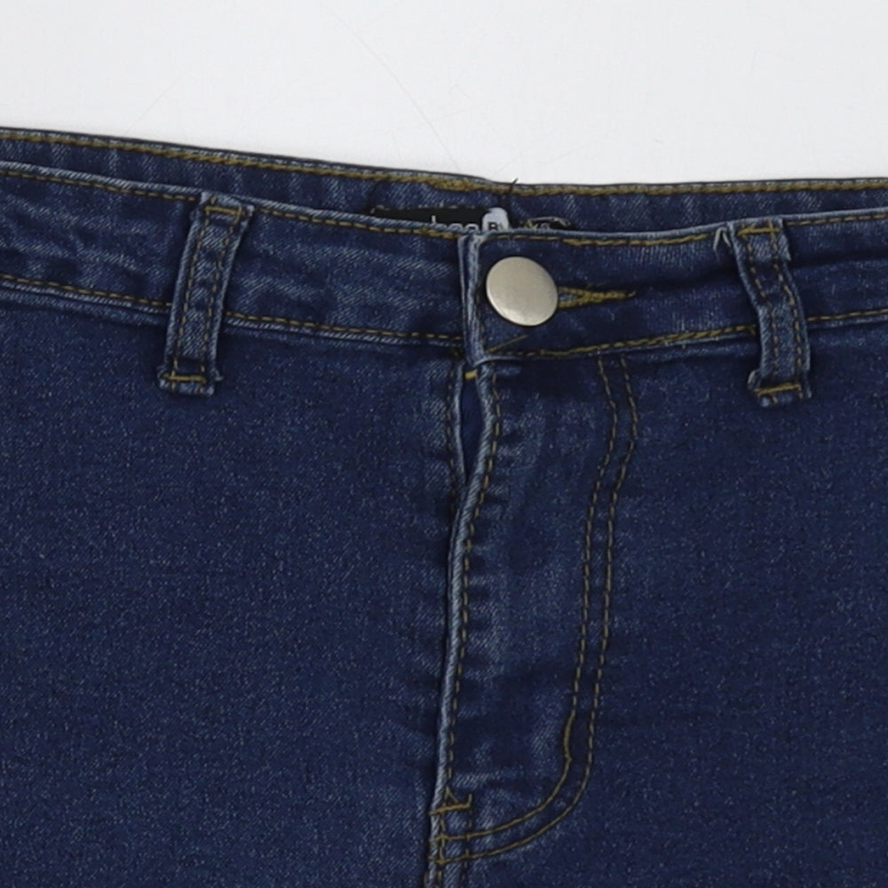 Boohoo Womens Blue  Cotton Hot Pants Shorts Size 8 L4 in Regular Button