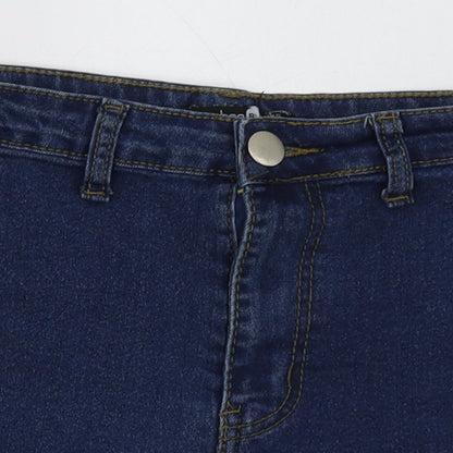 Boohoo Womens Blue  Cotton Hot Pants Shorts Size 8 L4 in Regular Button