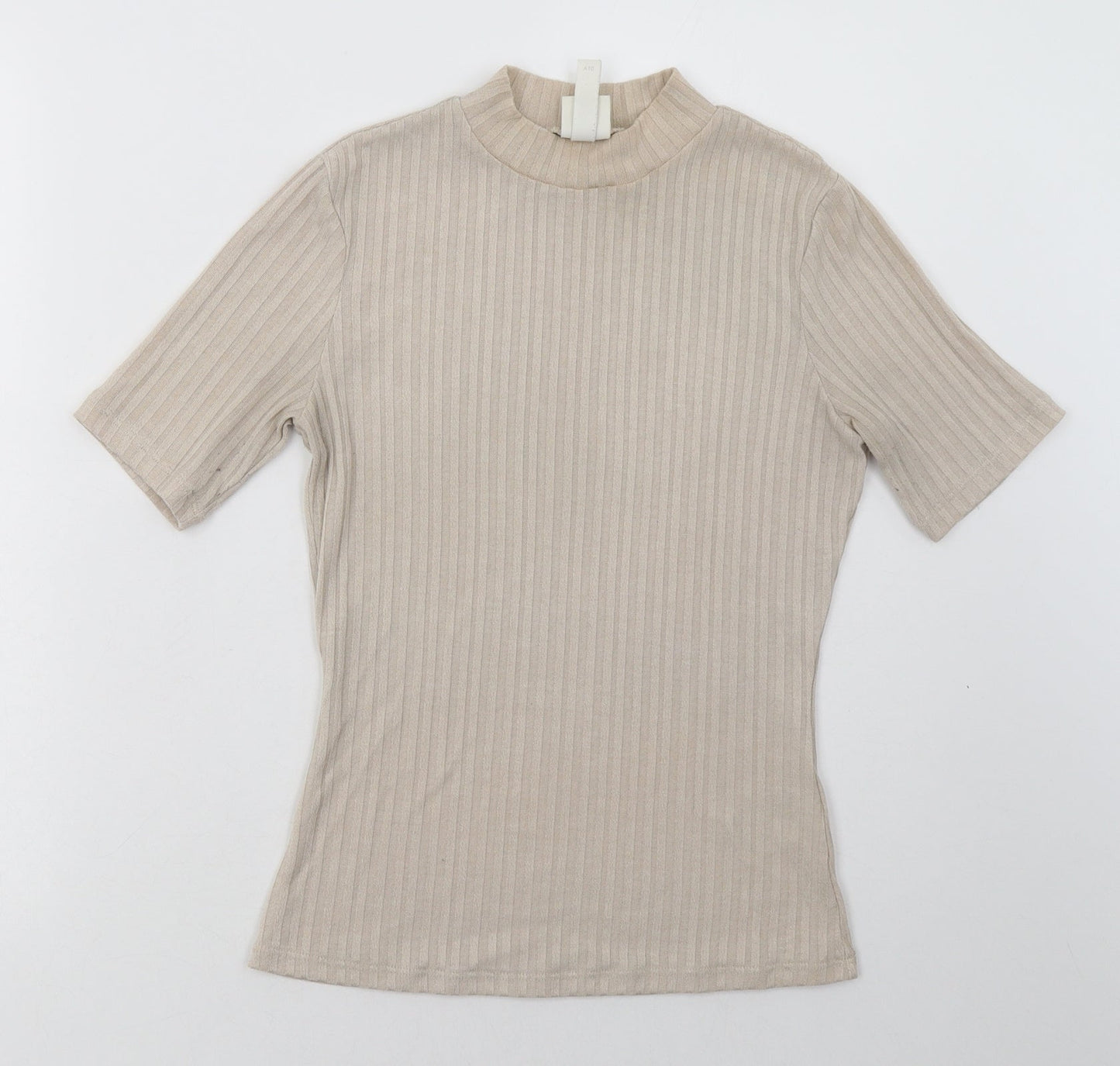 Womens UK Size XS H&M Beige Basic T-Shirt