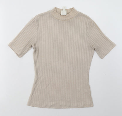 Womens UK Size XS H&M Beige Basic T-Shirt