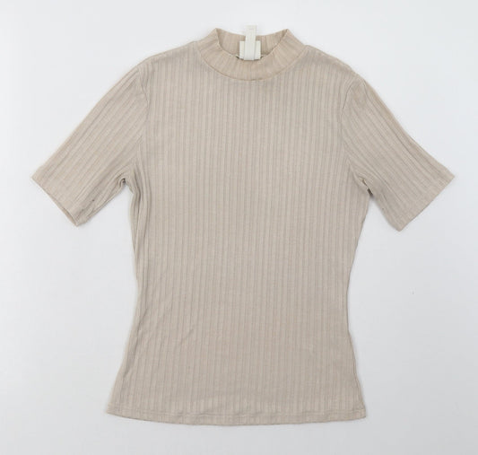 Womens UK Size XS H&M Beige Basic T-Shirt