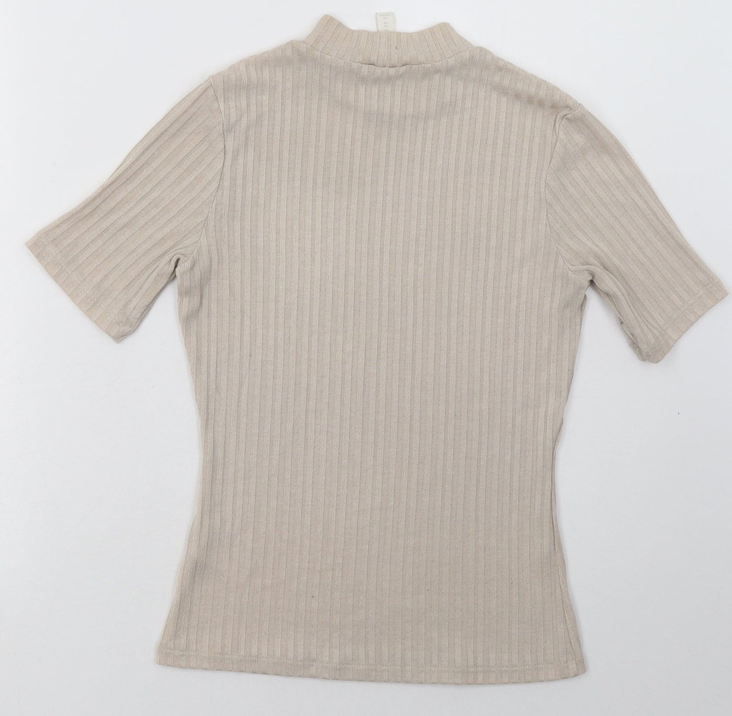 Womens UK Size XS H&M Beige Basic T-Shirt