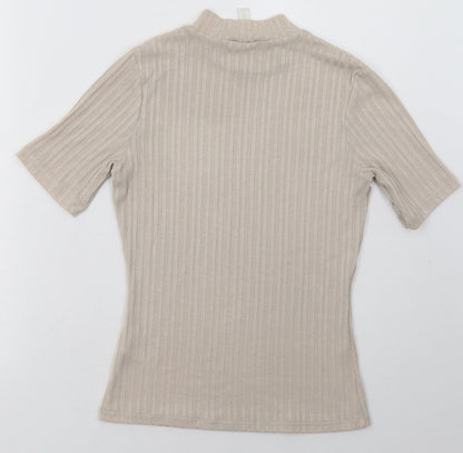 Womens UK Size XS H&M Beige Basic T-Shirt