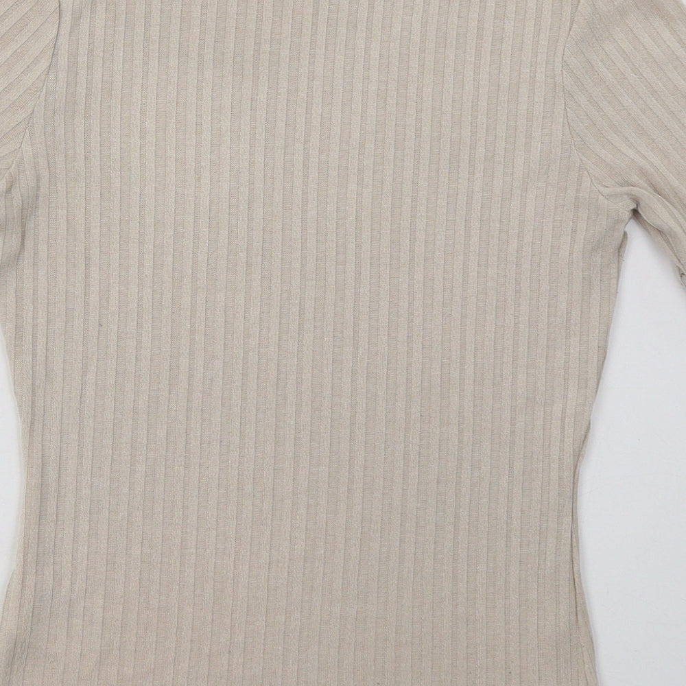 Womens UK Size XS H&M Beige Basic T-Shirt