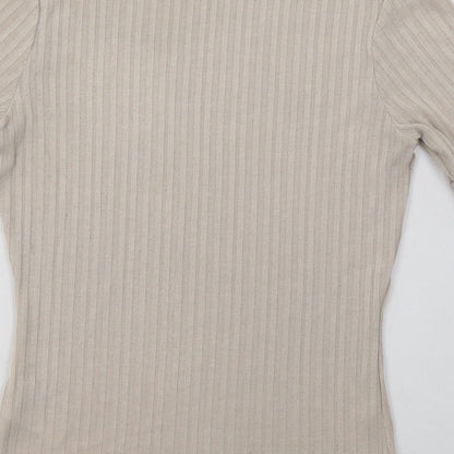 Womens UK Size XS H&M Beige Basic T-Shirt
