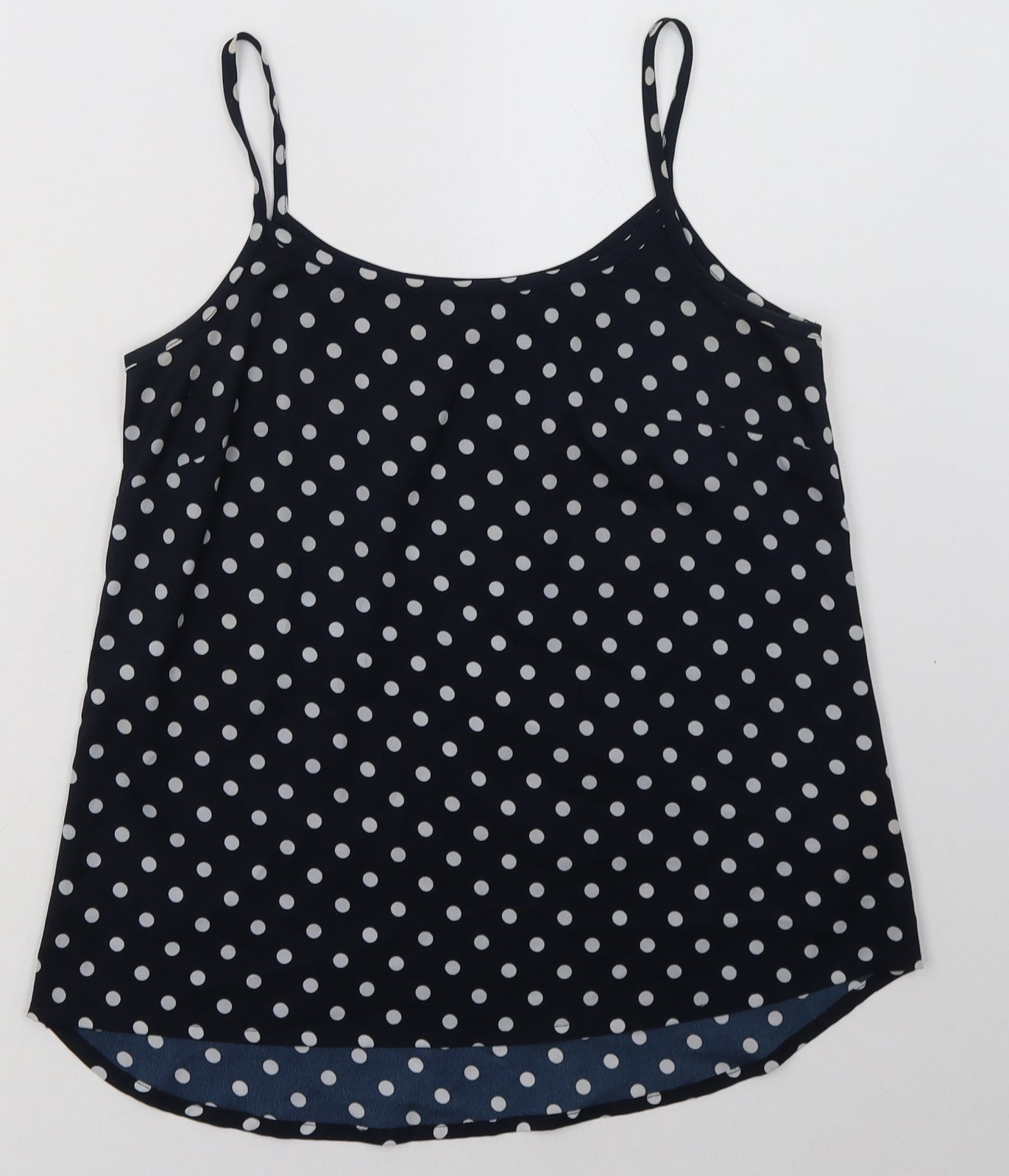 Primark Womens Blue Polka Dot Polyester Basic Tank Size 8 Scoop Neck