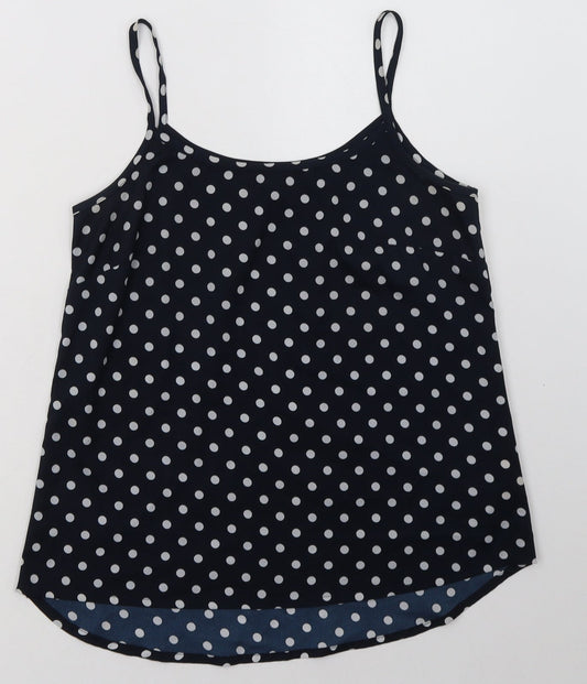 Primark Womens Blue Polka Dot Polyester Basic Tank Size 8 Scoop Neck