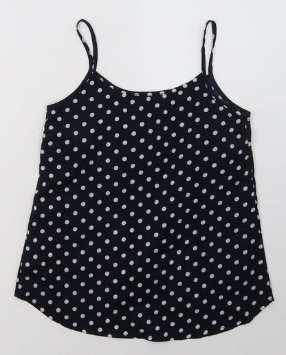 Primark Womens Blue Polka Dot Polyester Basic Tank Size 8 Scoop Neck