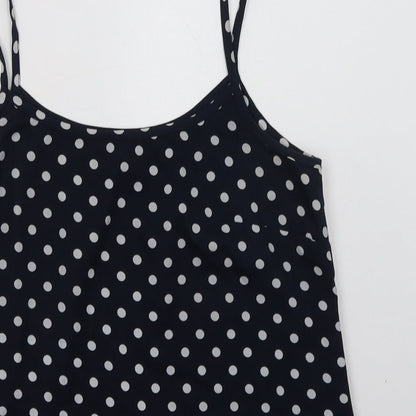 Primark Womens Blue Polka Dot Polyester Basic Tank Size 8 Scoop Neck