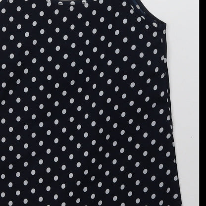 Primark Womens Blue Polka Dot Polyester Basic Tank Size 8 Scoop Neck