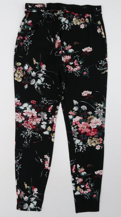 SheIn Womens Black Floral Polyester Trousers  Size S L30 in Regular