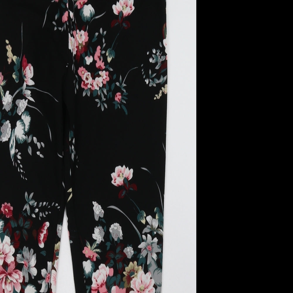 SheIn Womens Black Floral Polyester Trousers  Size S L30 in Regular