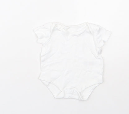 F&F Baby White  Cotton Babygrow One-Piece Size Newborn  Snap - 0-1 Months