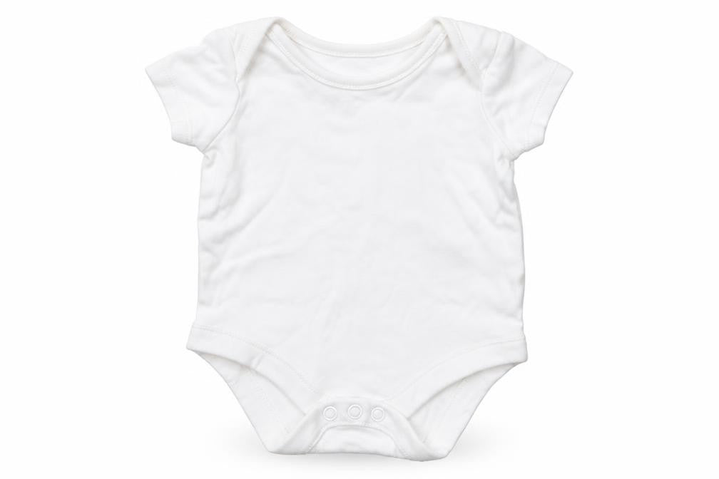 Front view of F&F Baby White Cotton Babygrow One-Piece Size Newborn Snap - 0-1 Months