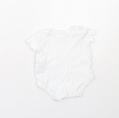 F&F Baby White  Cotton Babygrow One-Piece Size Newborn  Snap - 0-1 Months