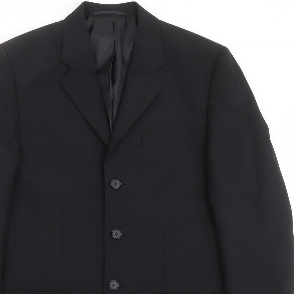 George Mens Black  Polyester Jacket Suit Jacket Size 38