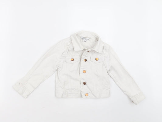 Primark Girls White   Jacket  Size 4-5 Years  Button