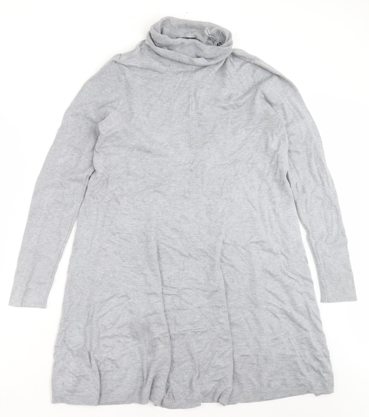 Matalan Womens Grey  Viscose Jumper Dress  Size 12  Roll Neck