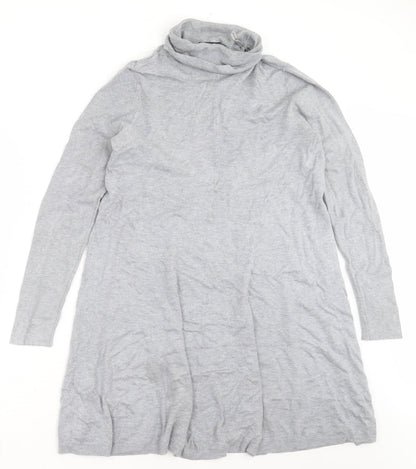 Matalan Womens Grey  Viscose Jumper Dress  Size 12  Roll Neck
