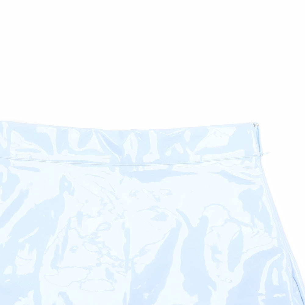 Close-up detail of egrels women’s blue polyester a-line skirt, size S