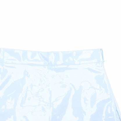 Close-up detail of egrels women’s blue polyester a-line skirt, size S