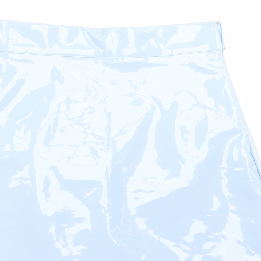 Brand and care label for egrels women’s blue polyester a-line skirt, size S