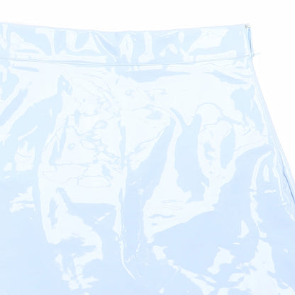 Brand and care label for egrels women’s blue polyester a-line skirt, size S