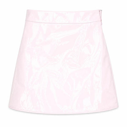 Front view of egrels women’s pink polyester a-line skirt, size S