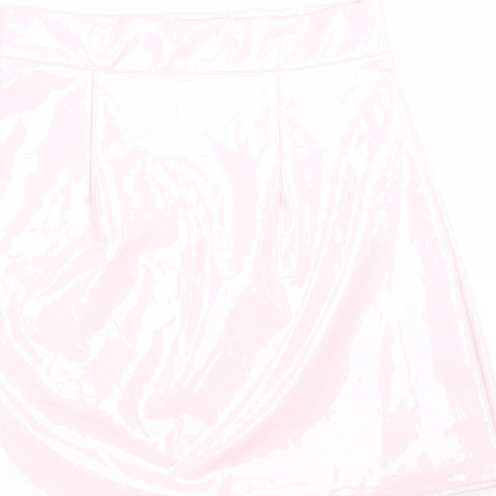 Brand and care label for egrels women’s pink polyester a-line skirt, size S