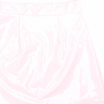 Brand and care label for egrels women’s pink polyester a-line skirt, size S