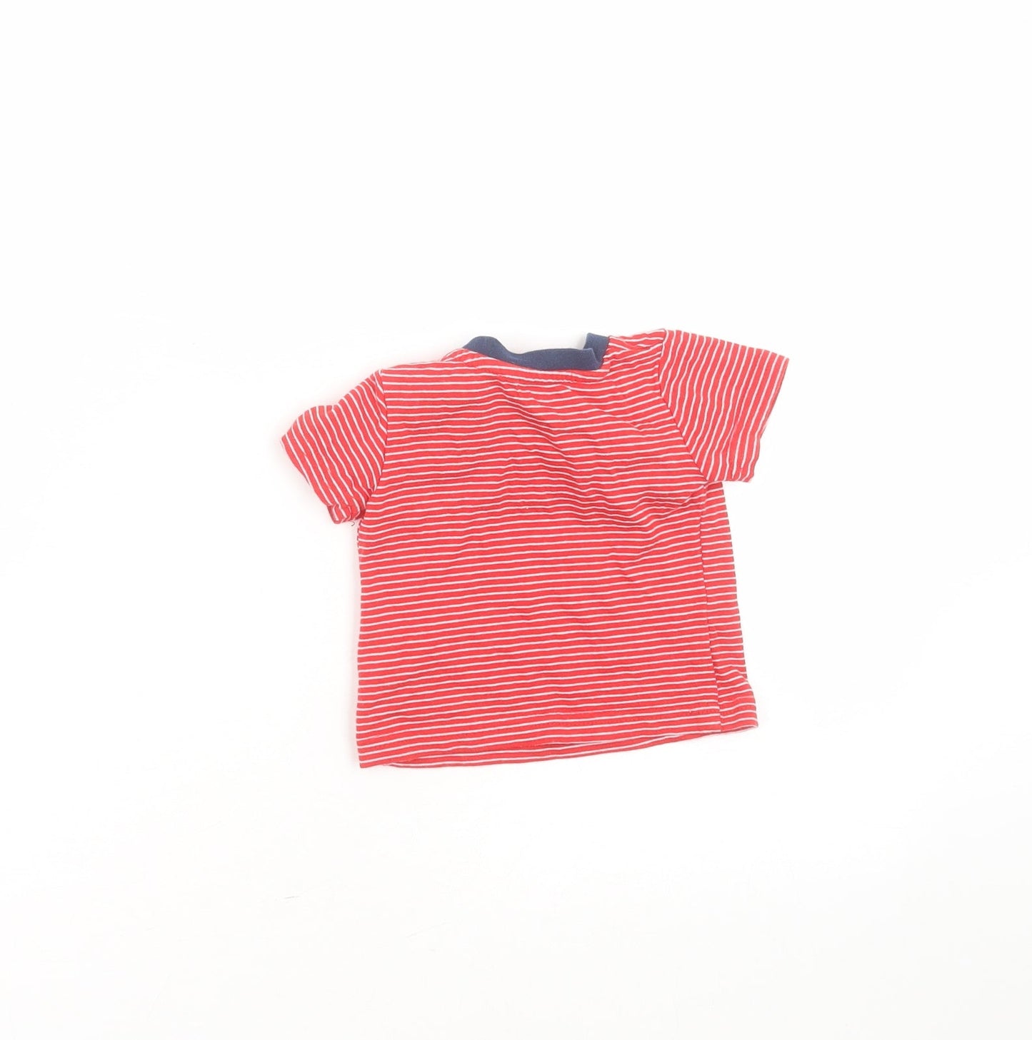 Earlydays Baby Red Striped Cotton Basic T-Shirt Size 3-6 Months Round Neck