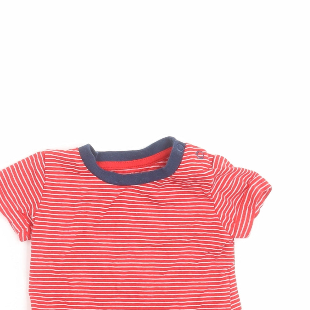 Earlydays Baby Red Striped Cotton Basic T-Shirt Size 3-6 Months Round Neck