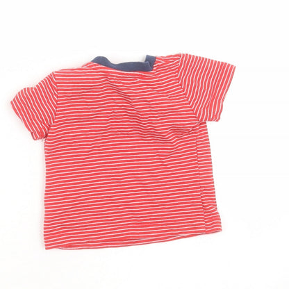 Earlydays Baby Red Striped Cotton Basic T-Shirt Size 3-6 Months Round Neck