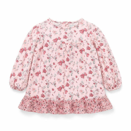 Primark Girls Pink Floral Viscose Shift  Size 12-18 Months  Round Neck