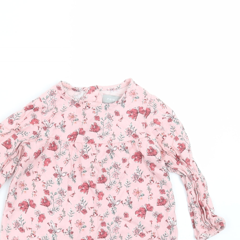 Primark Girls Pink Floral Viscose Shift  Size 12-18 Months  Round Neck