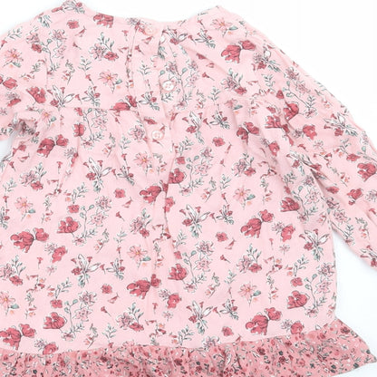 Primark Girls Pink Floral Viscose Shift  Size 12-18 Months  Round Neck