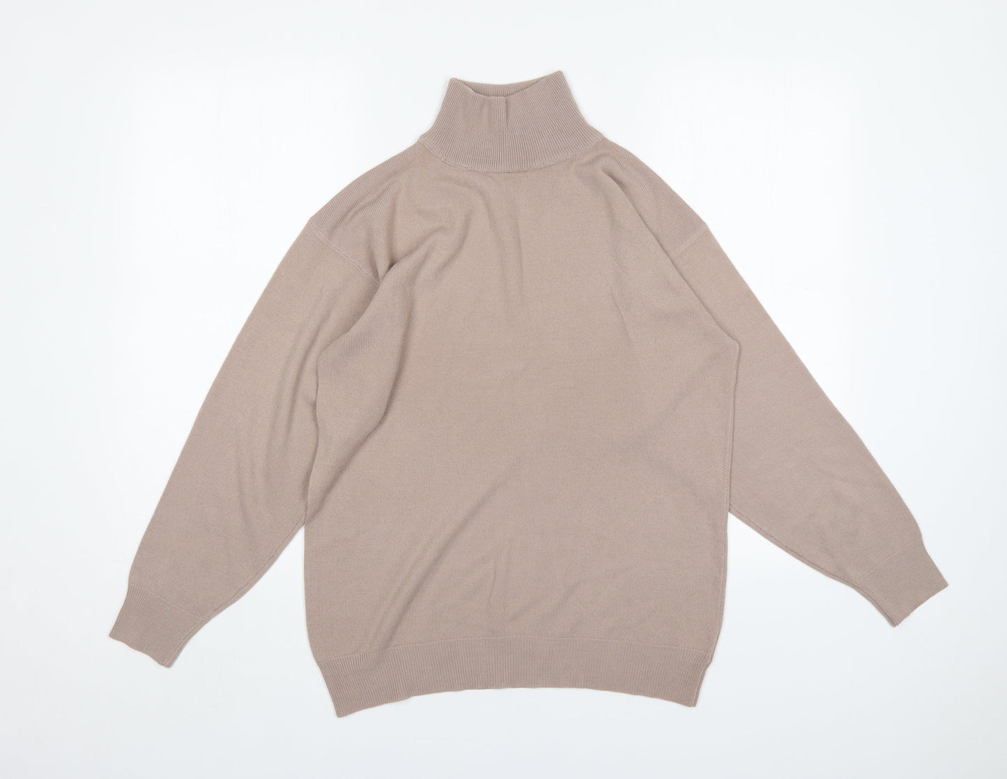 DE Mens Beige Mock Neck  Acrylic Pullover Jumper Size S
