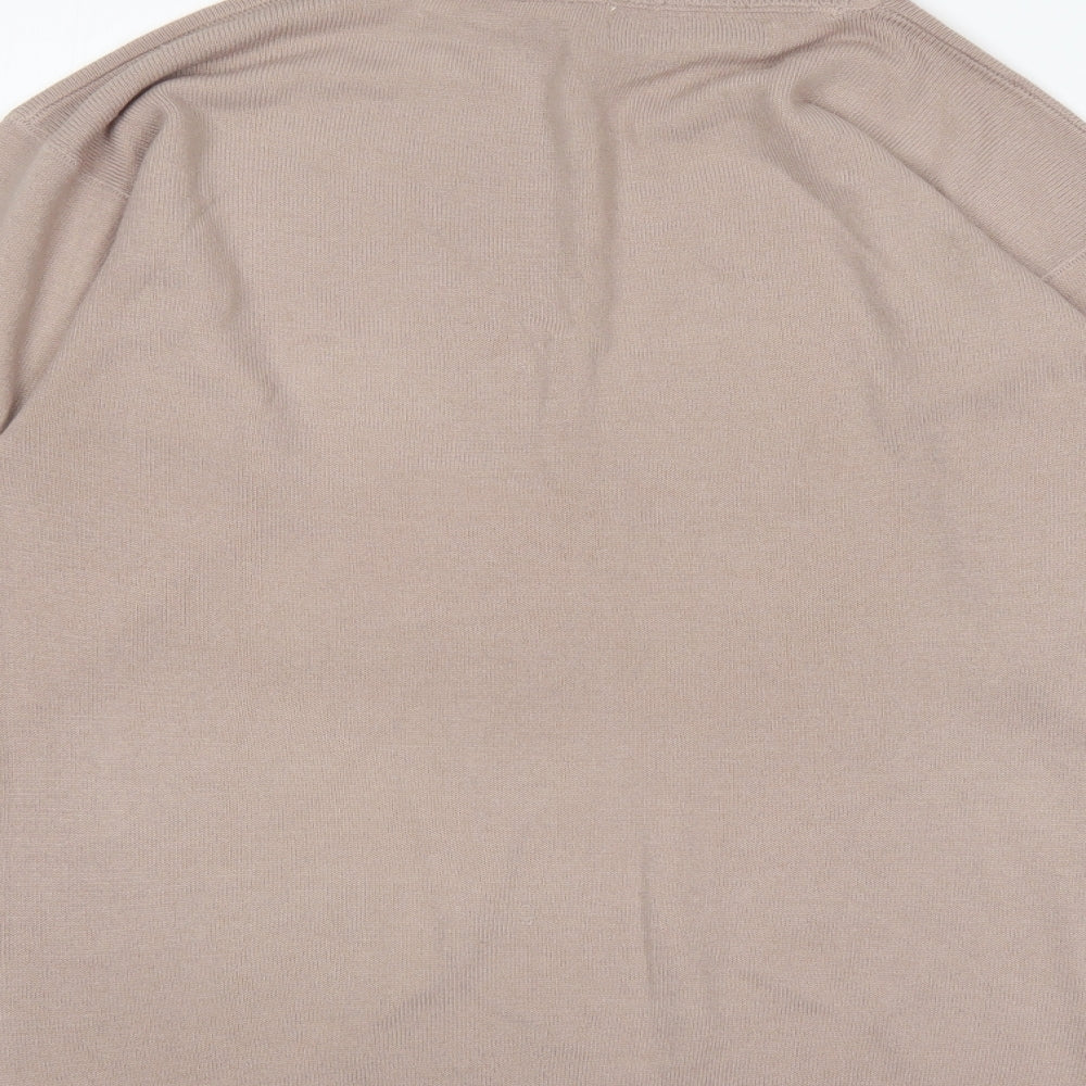 DE Mens Beige Mock Neck  Acrylic Pullover Jumper Size S