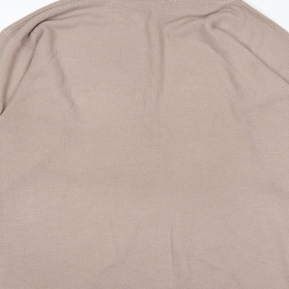 DE Mens Beige Mock Neck  Acrylic Pullover Jumper Size S