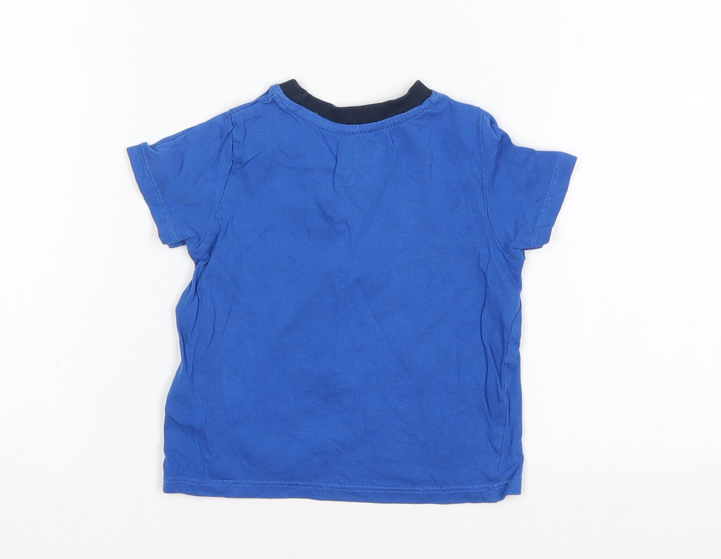 PEP&CO Boys Blue  Cotton Basic T-Shirt Size 9-12 Months Round Neck
