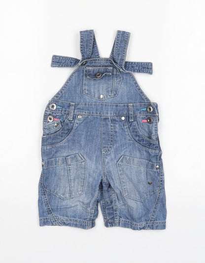 NEXT Girls Blue  Cotton Dungaree One-Piece Size 12-18 Months
