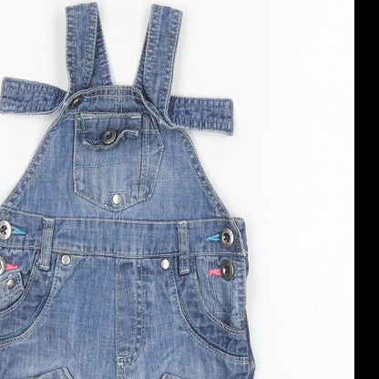 NEXT Girls Blue  Cotton Dungaree One-Piece Size 12-18 Months