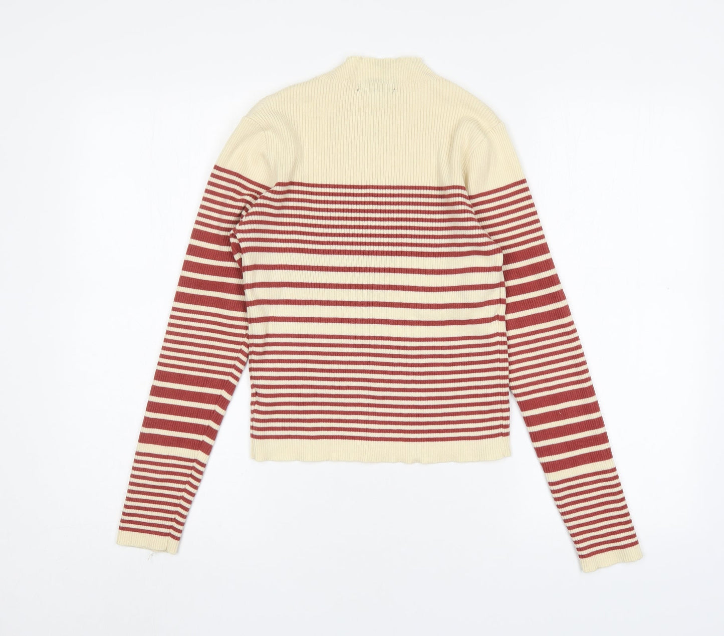 SheIn Womens Multicoloured Mock Neck Striped Nylon Pullover Jumper Size M