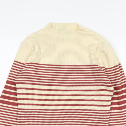 SheIn Womens Multicoloured Mock Neck Striped Nylon Pullover Jumper Size M