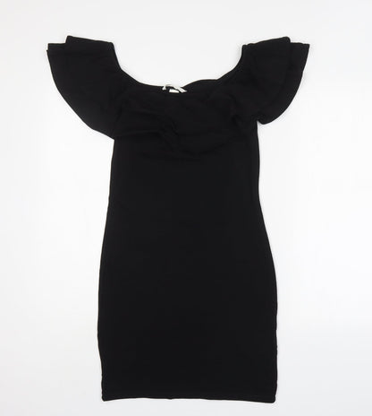 H&M Womens Black  Cotton Mini  Size S  Boat Neck